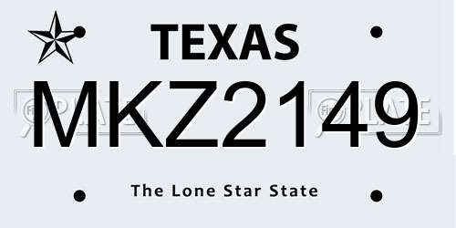 MKZ2149 Texas License Plate