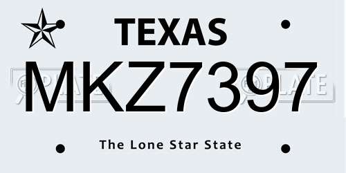 MKZ7397 Texas License Plate