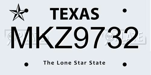 MKZ9732 Texas License Plate