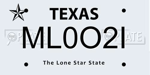 ML0O2I Texas License Plate