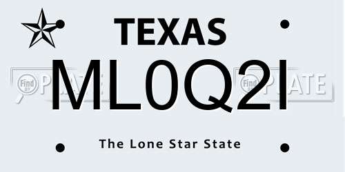ML0Q2I Texas License Plate