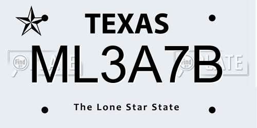 ML3A7B Texas License Plate