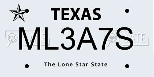 ML3A7S Texas License Plate