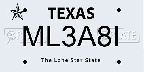 ML3A8I Texas License Plate