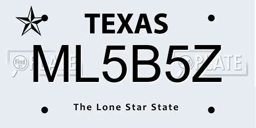ML5B5Z Texas License Plate