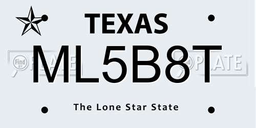 ML5B8T Texas License Plate