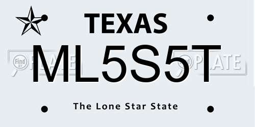 ML5S5T Texas License Plate
