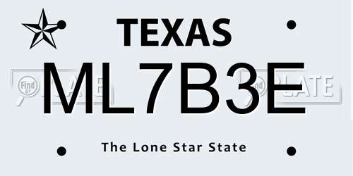 ML7B3E Texas License Plate