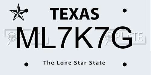 ML7K7G Texas License Plate