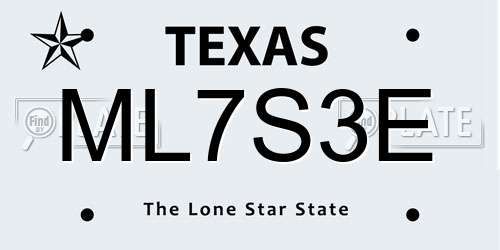 ML7S3E Texas License Plate