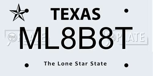 ML8B8T Texas License Plate
