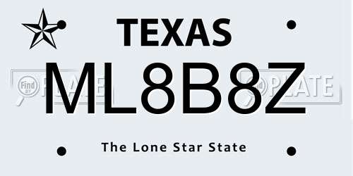 ML8B8Z Texas License Plate