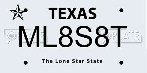 ML8S8T Texas License Plate