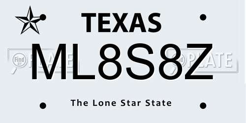 ML8S8Z Texas License Plate