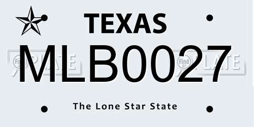 MLB0027 Texas License Plate