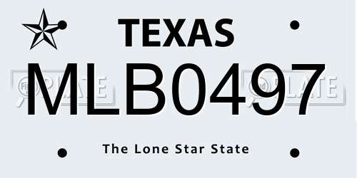 MLB0497 Texas License Plate