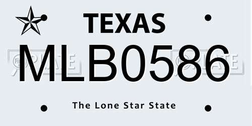 MLB0586 Texas License Plate