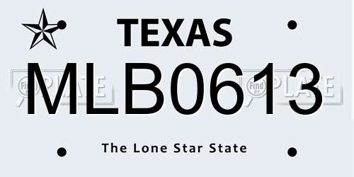 MLB0613 Texas License Plate