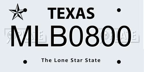MLB0800 Texas License Plate