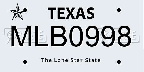MLB0998 Texas License Plate