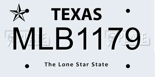MLB1179 Texas License Plate