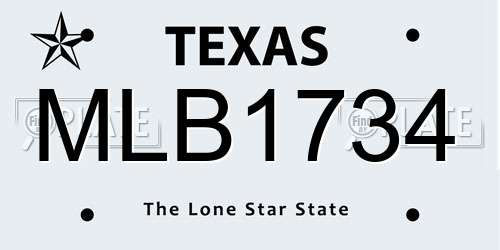 MLB1734 Texas License Plate