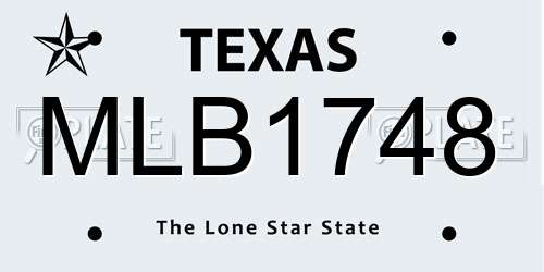 MLB1748 Texas License Plate