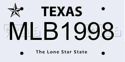 MLB1998 Texas License Plate