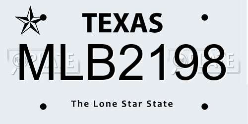 MLB2198 Texas License Plate