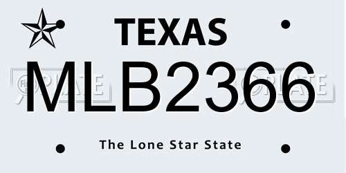 MLB2366 Texas License Plate