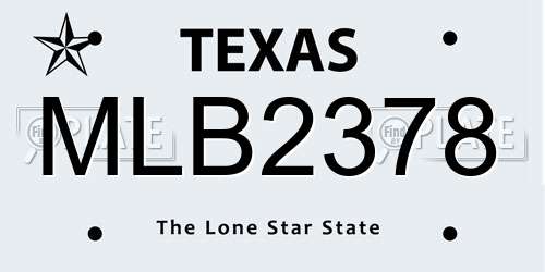 MLB2378 Texas License Plate