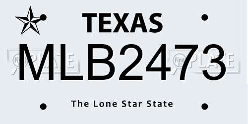 MLB2473 Texas License Plate