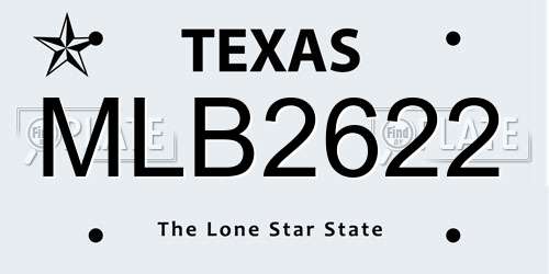MLB2622 Texas License Plate