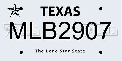 MLB2907 Texas License Plate