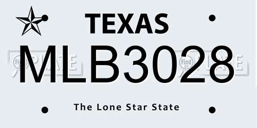 MLB3028 Texas License Plate