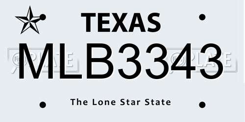 MLB3343 Texas License Plate