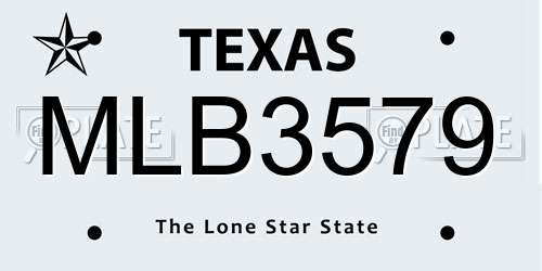 MLB3579 Texas License Plate