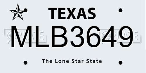 MLB3649 Texas License Plate