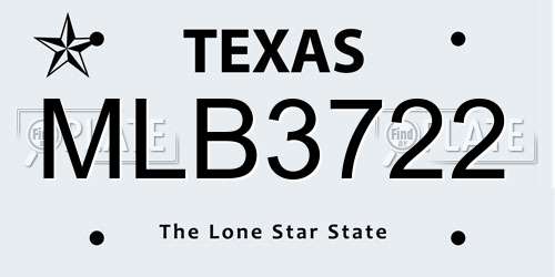 MLB3722 Texas License Plate
