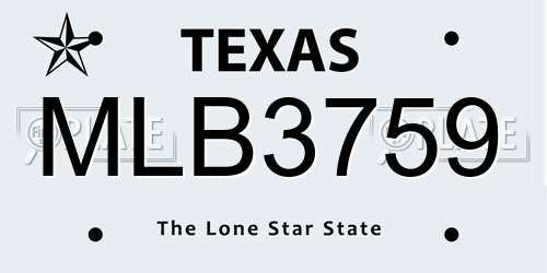 MLB3759 Texas License Plate