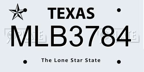 MLB3784 Texas License Plate