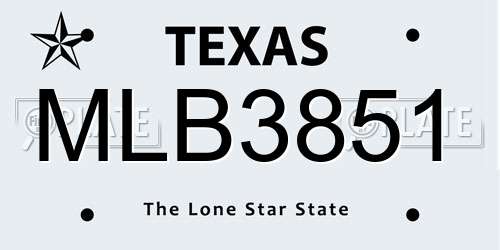 MLB3851 Texas License Plate