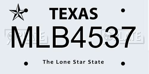 MLB4537 Texas License Plate