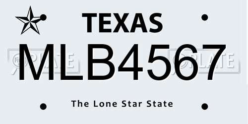 MLB4567 Texas License Plate