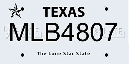 MLB4807 Texas License Plate