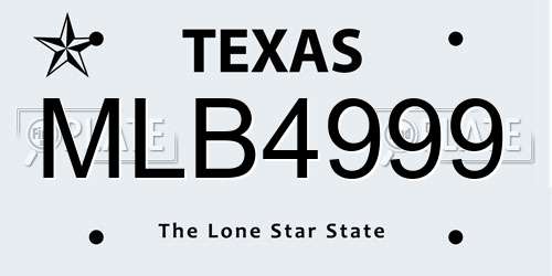 MLB4999 Texas License Plate