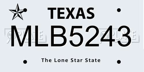 MLB5243 Texas License Plate
