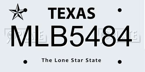 MLB5484 Texas License Plate