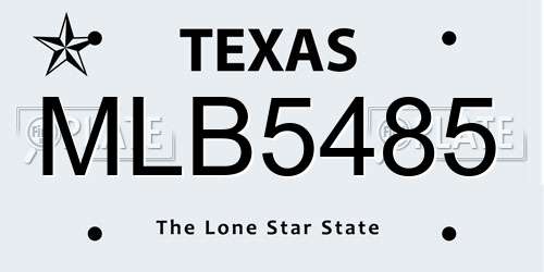 MLB5485 Texas License Plate
