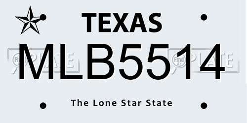 MLB5514 Texas License Plate